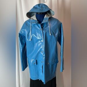 Blue Waterproof Hooded Rain Jacket